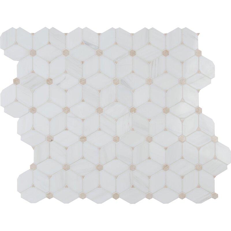 MSI Cecily Pattern Polished Marble Mosaic Tile in White | Wayfair